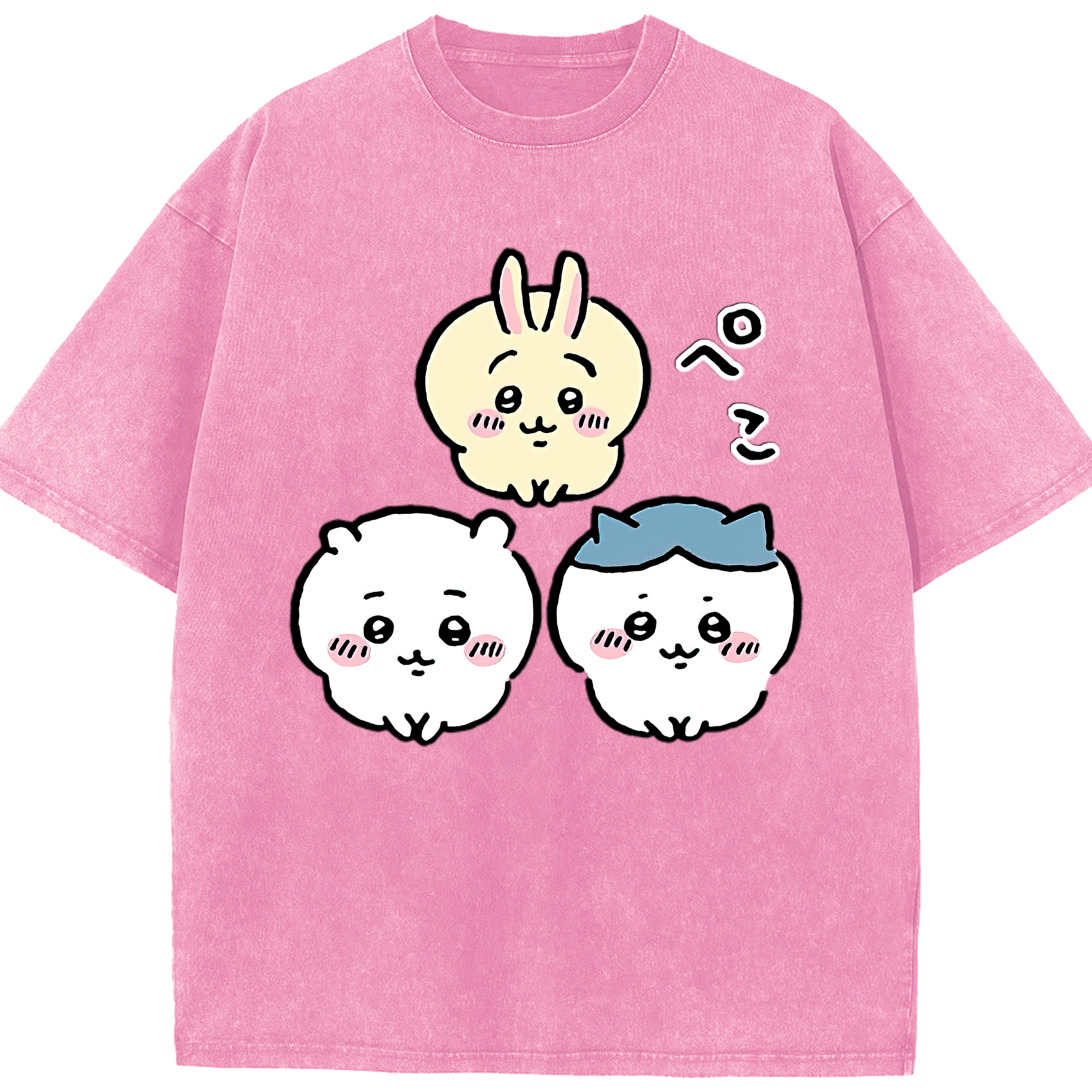 （画像用） ちいかわ うさぎ Chii-kawa usagi 綿100% ヴィンテージ風 半袖Tシャツ（フロントプリント）